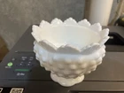 Vintage Fenton Candle Bowl Mini #3873 MI c 1968-76 White Hobnail Milk Glass