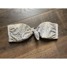 Victoria's Secret Strapless Silver  Gold Leopard Print Bikini Top