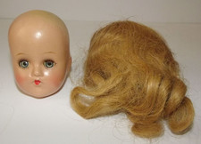 Vtg Small Medium Composition Doll Head Sleepy Eyes Imperfect Restore Repurpose