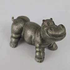 Hippo Hudson Pewter Miniature Metal Art Signed Figurine Paperweight Hippopotamus