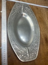 Ancien plat étain décors en relief  Art populaire Art-Nouveau 1900 Réf 26/1818