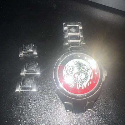 VTG Relic by Fossil Big Tic Year Of The Dragon Mens Wrist Watch Fire Flames