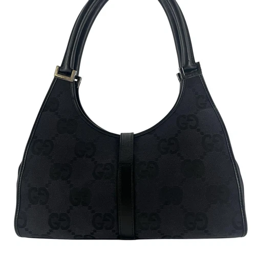 GUCCI Jackie Bolso de Hombro Bolso de Mano GG Lona Cuero Negro Usado Excelente+ - Imagen 3 de 18