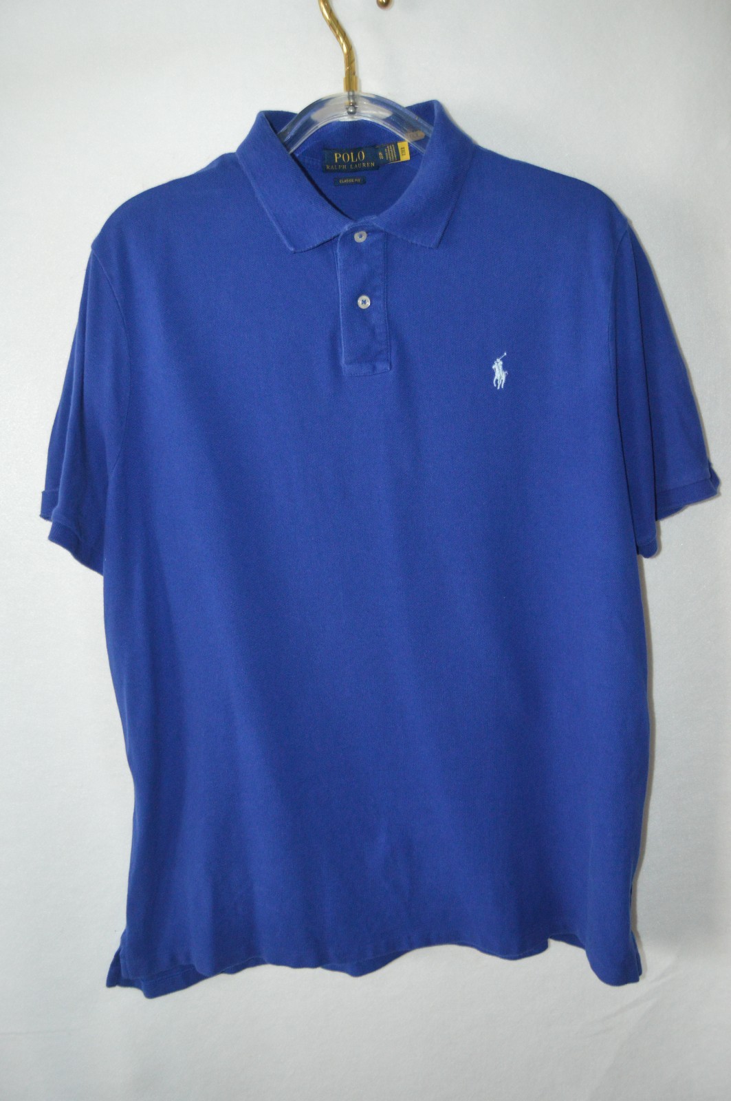 PONY Polo Ralph Lauren Uomo Polo SS Camicia Blu Grande Cotone