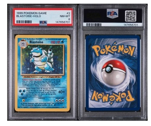 (PSA 8) Pokemon Vintage 1999 Base Set Card - Holo Blastoise 2/102