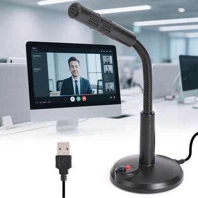 Desktop Mini Condenser Microphone USB Computer Mic Recording For Laptop PC
