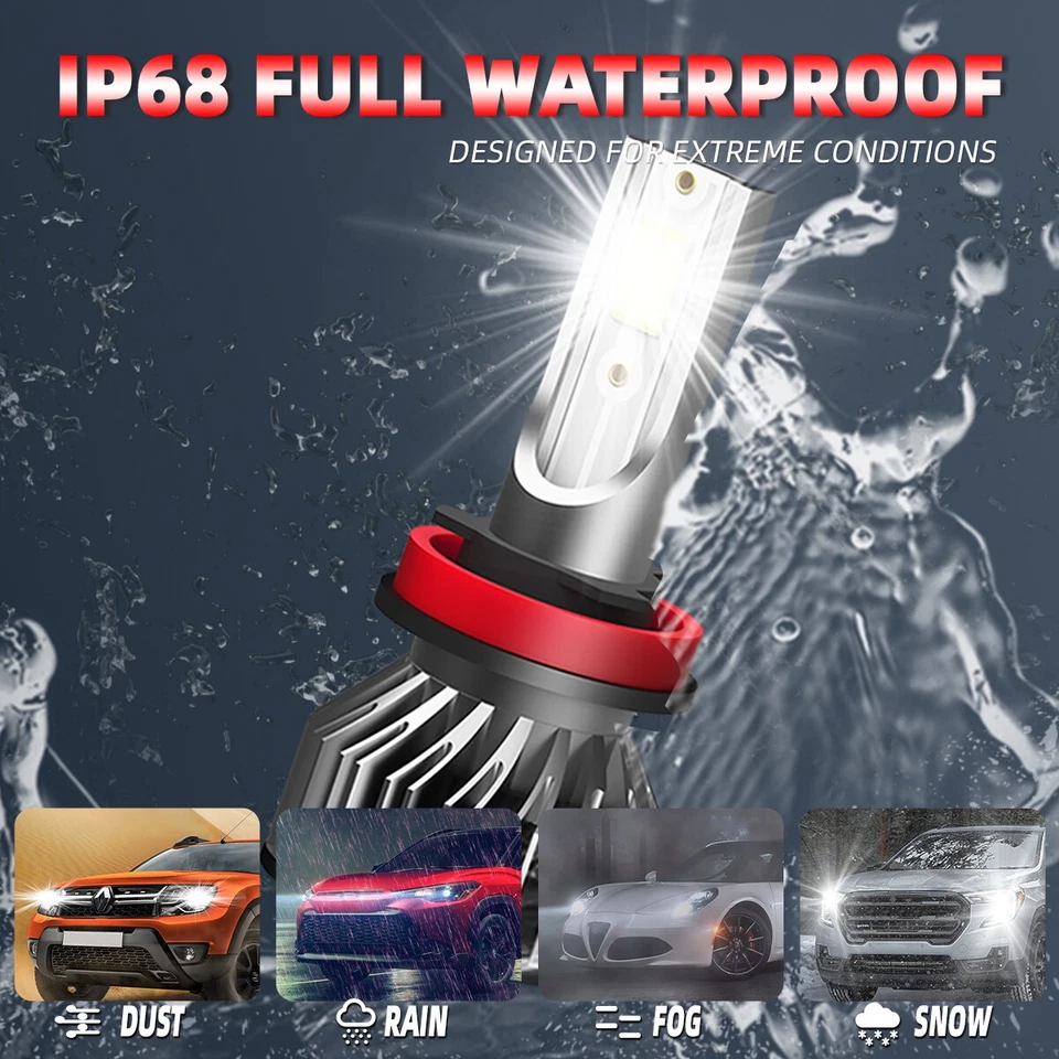 H8/H9/H11 LED Headlight Bulbs Kit High/Low Beam For Expedition 2015-2017 6000K - Image 3 of 4