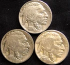 1935 P-D-S Set of Buffalo 5 Cent Nickel Coins