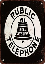 Tin Metal Signs For Bell System Public Telephone Vintage Look Reproduction Sign 