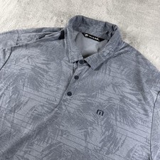 Travis Mathew Polo Shirt Mens 2XL Gray Palm Floral Golf AOP Pima Preppy Vacation