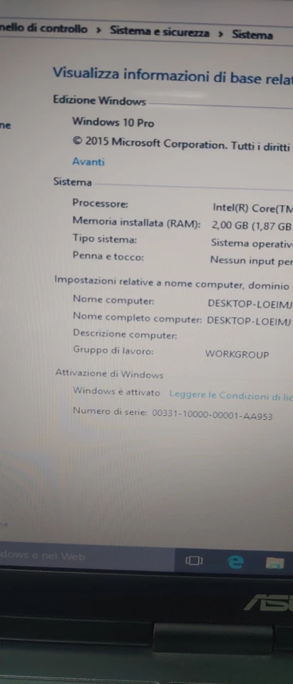 Notebook Asus X51RL-modello PRO52RL CPU INTEL DUO T5450 15.4" 2GB RAM 128GB SSD - Immagine 3 di 4