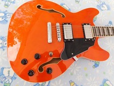 Redid Set Neck Arch Top Semi- Hollow Electric Guitar, Body Neck Binding, Nice