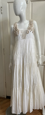 TWIN-SET SIMONE BARBIERI NEW! Cream Cotton Lace Sleeveless Lined Maxi Dress Sz M