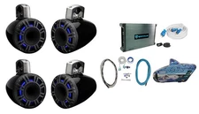 (4) Kicker 51KMTCXL8 8" Horn Loaded Marine Wakeboard Tower Speakers + Amplifier