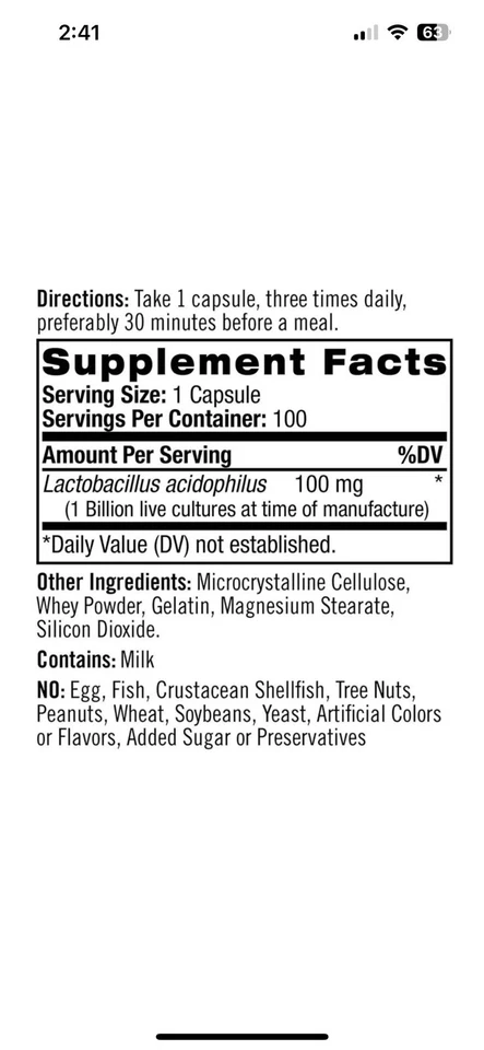 Natrol Acidophilus Probiotic 3 Pack Digestive Health Supplement Fast Ship - Image 3 of 3