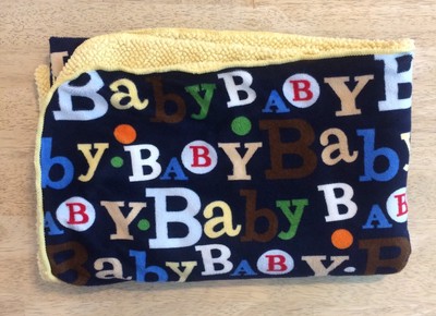Circo Blue Minky Yellow Sherpa Baby Blanket B A B Y Red Green Brown Letters B
