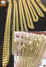 10k Real Gold Miami Cuban chain Necklace Real  20 22 24 28 30 Inch 6mm On Sale