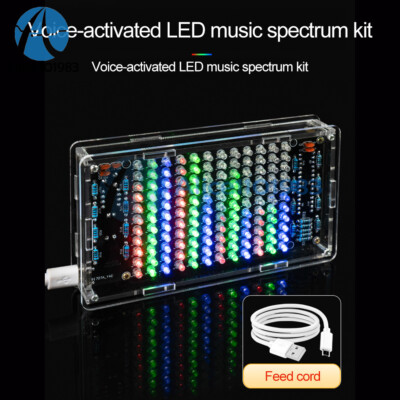 LED Music Spectrum DIY Kit Voice Control Dynamic Dot Matrix Spectrum Screen 5V