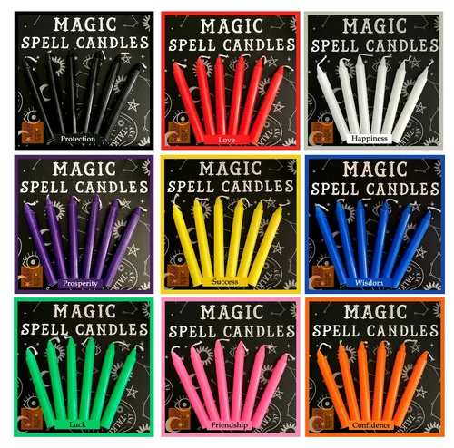 SPELL CANDLES *Witch Pagan Wiccan Protection Love *Ritual Altar Magic *Pack of 6