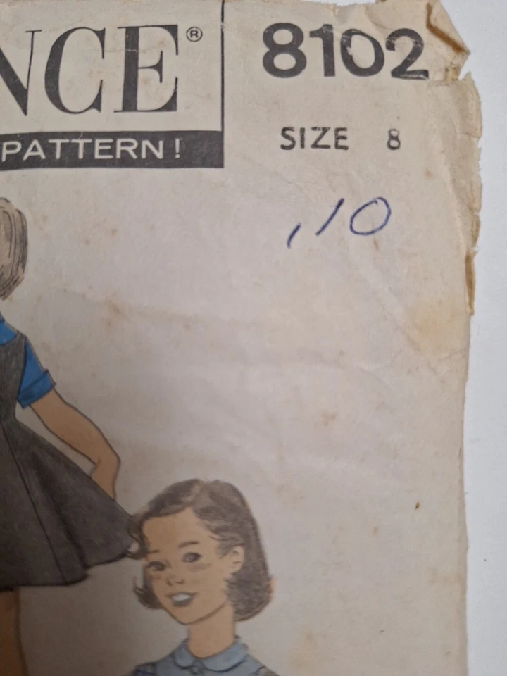 Jumper Dress Blouse Fit Flare Skirt Girls 8 Advance 8102 Sewing Pattern VTG - Image 3 of 4