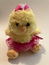 Aurora Yellow Chick Plush Chicken Pink Tutu Bow Stuffed Easter Stuffed Toy NWT