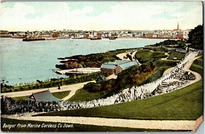 Bangor from Marine Gardens at County Down Ireland Vintage Postcard B46