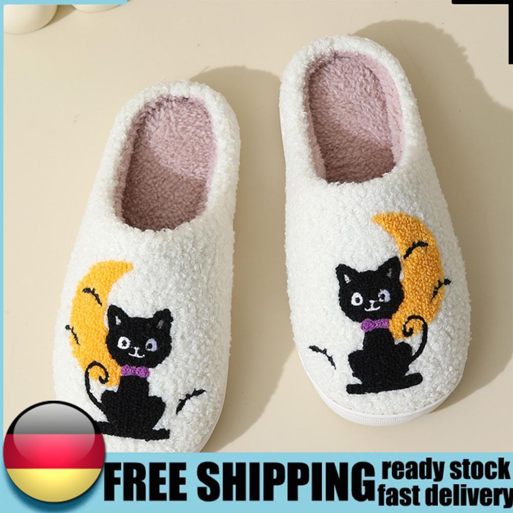 APL Halloween Gatto Luna Pantofole Carine Slip on Casa Scarpe per Esterno Interno Camera da Letto
