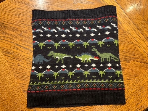 Sophie Allport Boys’ Navy Knit Fleece Lined "Dinosaur" Snood Neck Warmer - New - Picture 2 of 3