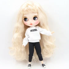 12"Blythe doll Nude Joint Body Light gold hair matte face dudu lips sleep eyes