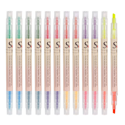 2Set/12Pack Textmarker Stift Doppelendig Textmarker12 Farben