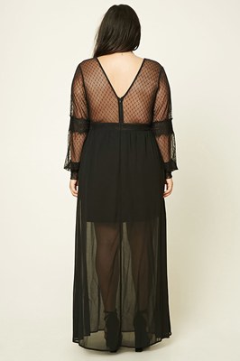 fitted lace wedding dress Plus Size Polka Dot Midi Dress