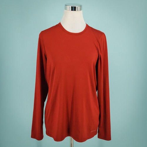Top Patagonia Talla Grande L Rojo Capilene Cuello Redondo Manga Larga Capa Base Activa
