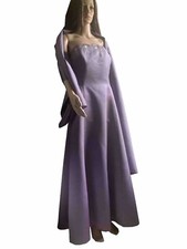 David's Bridal Women’s Guest Wedding Dress Size 16 Color Purple Embroidery