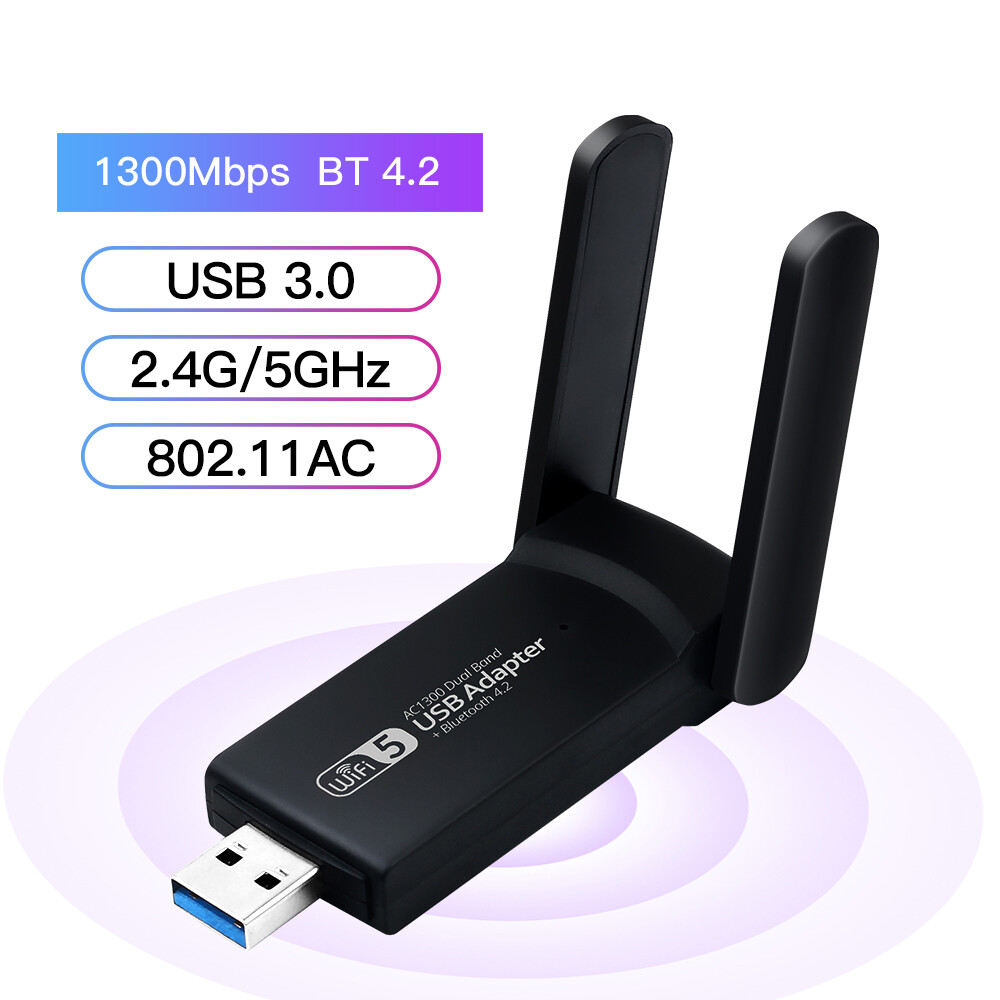 Ruïneren Vervelend geleidelijk Dual Band USB WiFi Bluetooth Card AC1300 Wireless USB 3.0 Network Adapter  for PC 6871658927506 | eBay