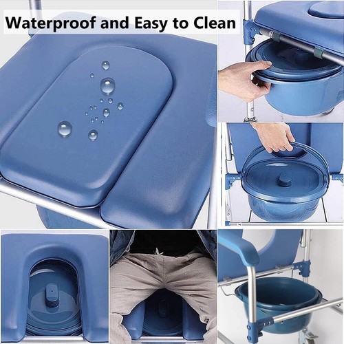 Sedia Doccia Mobile Comò WC Portatile con Ruote Mobilità Aiuto Disabili - Foto 3 di 8