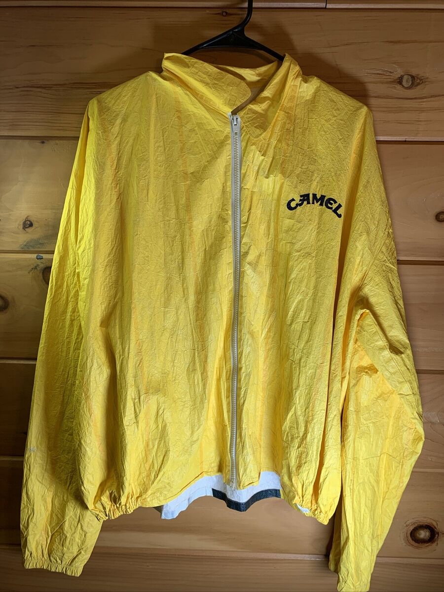 VTG Joe Camel Bright Yellow Tyvek By DuPont Full Zip Jacket VTG Joe Camel Bright Yellow Tyvek By DuPont Full Zip Jacket