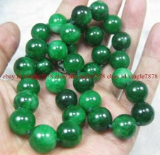 NATURE GREEN JADE JADEITE 6/8/10/12MM GEMSTONE BEADS NECKLACE 20 INCHES AAA