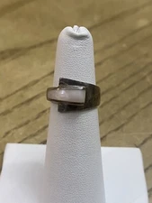 BOMA Signed Sterling Silver Framed Pink Mother of Pearl Band Ring 925 Sz 4.5