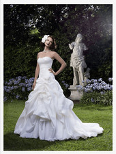 CASABLANCA BRIDAL Ruched Crystal Taffeta Wedding Dress Style 2059 Size 6 NWT