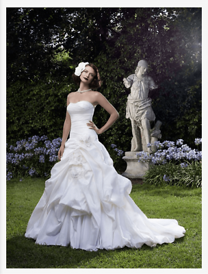 ruched taffeta wedding dress Sweetheart Ball-Gown Satin Ruched Wedding Dress in White, White / 12