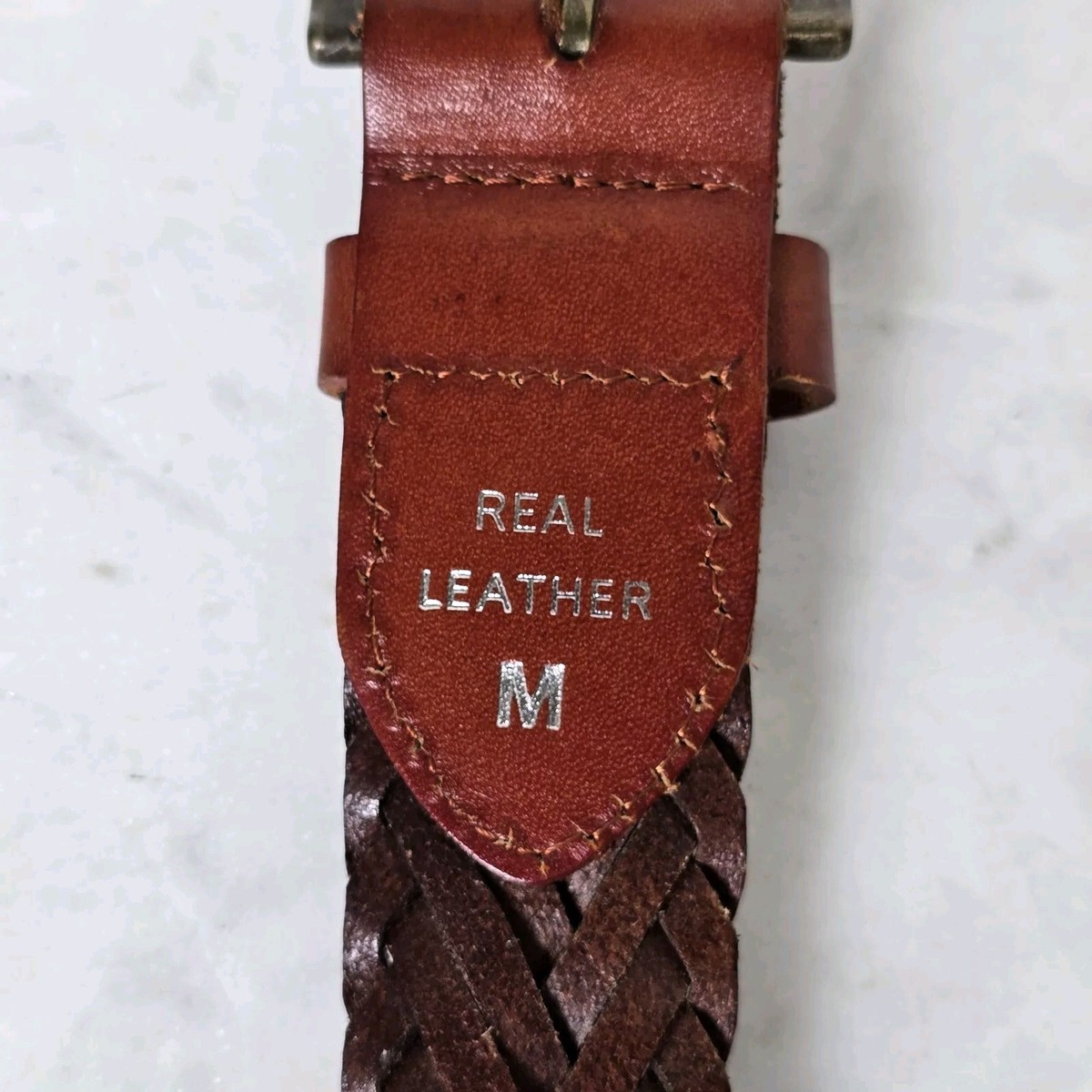 OSPREY Braided Leather Belt in Rich Brown 32” Osprey London Leather Plaited Belt Medium Tan Brown Unisex  main image 3