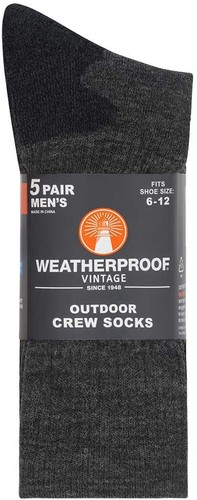 Wetterfeste Vintage Crew-Herrensocken Wollmischung 5er Pack, Schuhgröße 6-12 - Bild 2 von 6
