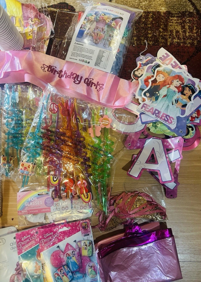 Disney Princess Party Supplies Lot : Disney Foil Balloons,Wand, Tiara, Party Fav - Image 3 of 4