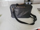 Boconi Garth Slim Leather Briefcase Zipster Black with Brown accents — photo 1