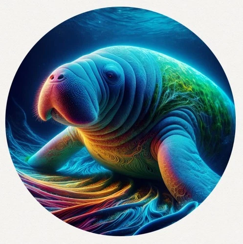 Hayleybug 1 oz Currents of Color Manatee Silver Art Round Mintage 15 w/ COA