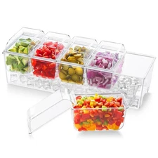 Lifewit Ice Chilled Condiment Caddy with 5x 5 Containers, Transparent 