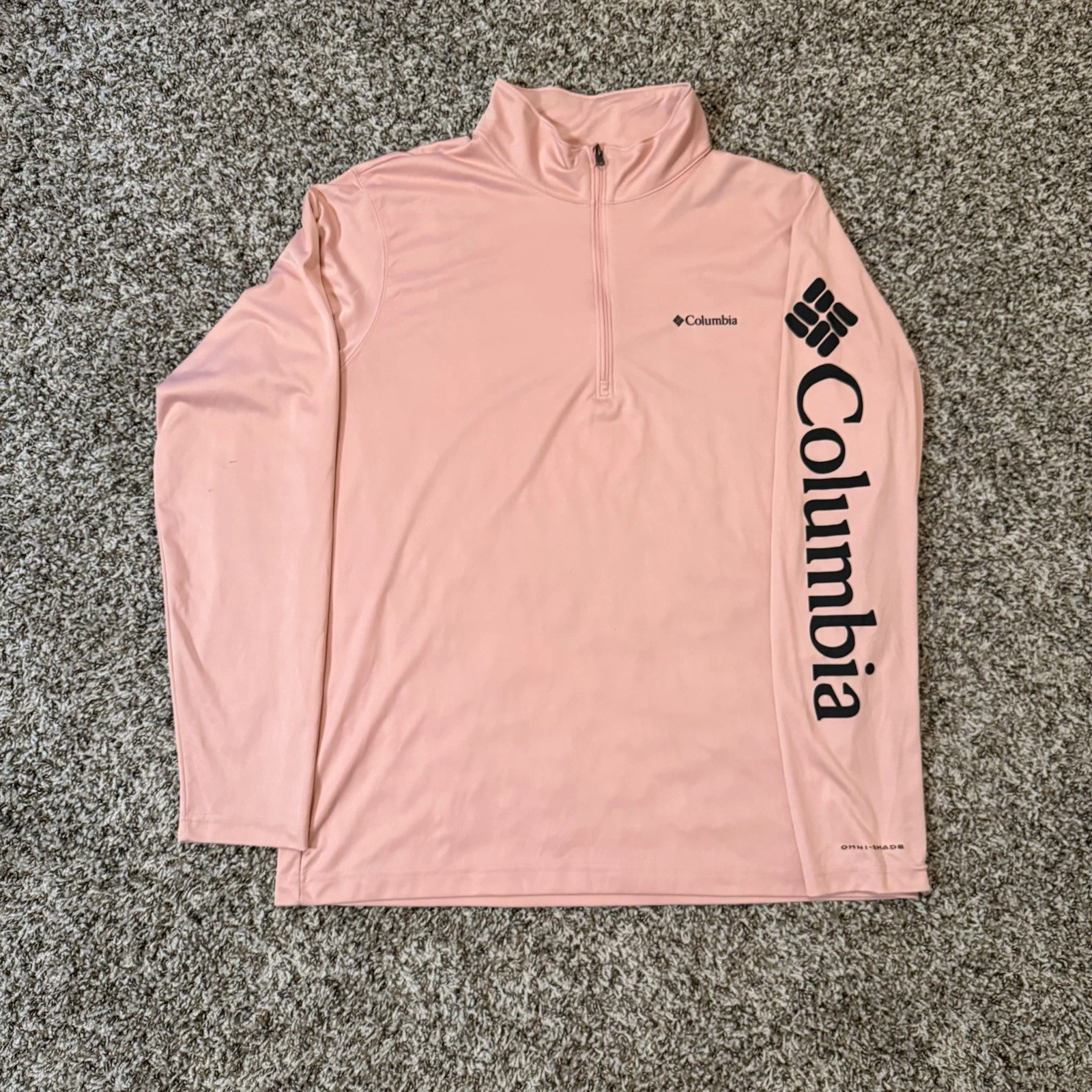 Columbia Mens Large Pink Zip Up Long Sleeve Fishing Shirt