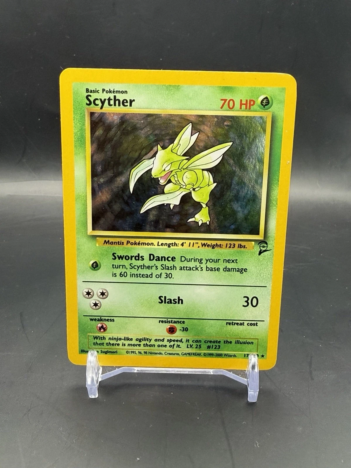 Pokémon TCG Scyther Base Set 2 Holo Unlimited Rare Card 17/130