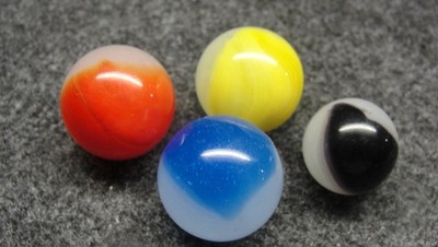 Akro Agate Moss Agate marbles   1 is purple  m30b