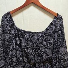 The Pioneer Woman Dress Womens XL Black Floral Bell Sleeve Swing Short Boho